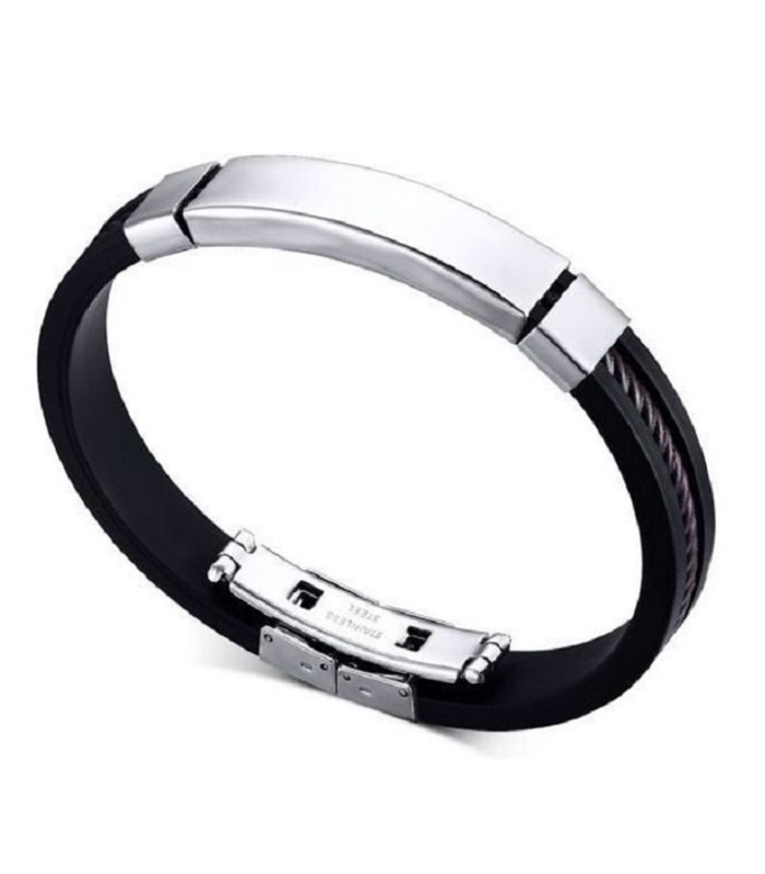 Armband "plattan" med stålwire runt bandet.