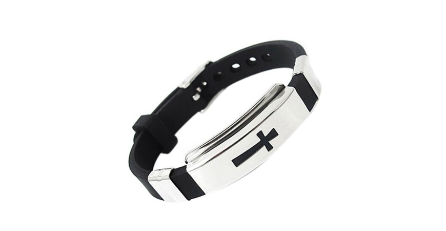 Armband kors i rostfritt och silikon