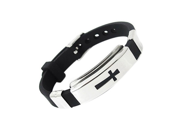 Armband kors i rostfritt och silikon