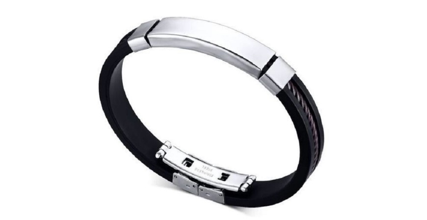 Armband "Plattan" i rostfritt & silikon