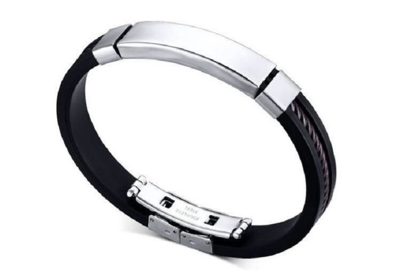 Armband "Plattan" i rostfritt & silikon