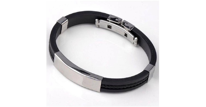 Armband "Plattan" i rostfritt & silikon
